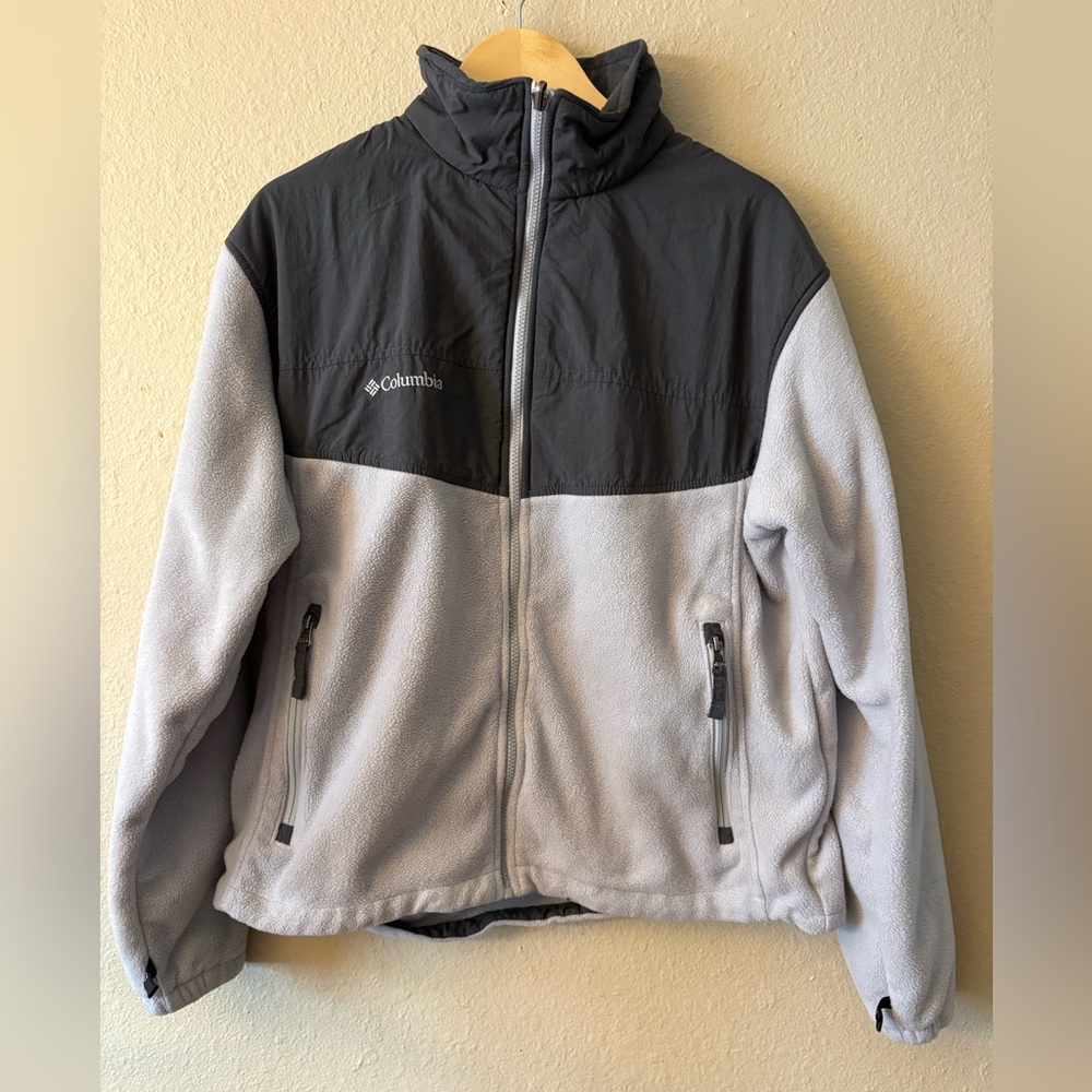 Columbia Gray Black Fleece Jacket Men’s Full Zip Performance - Picture 2 of 7